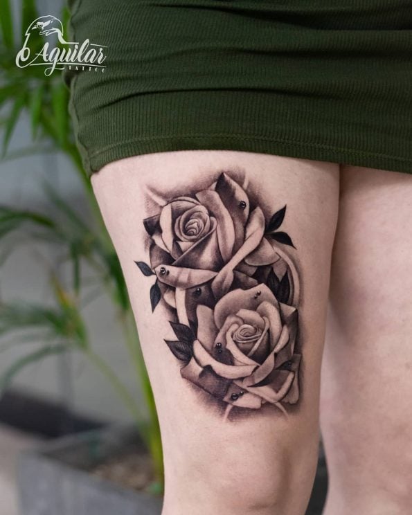 Tatuagem De Rosas Na Coxa Ideias Encantadoras Para Te Inspirar