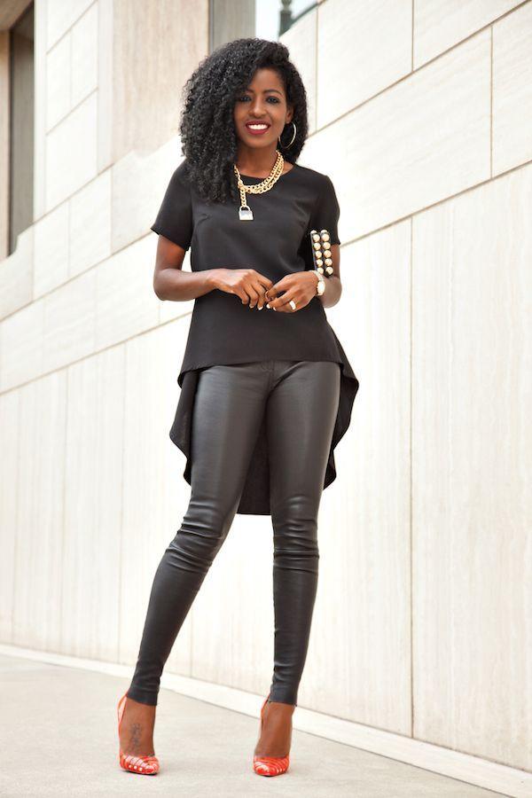 calça de napa feminina preta