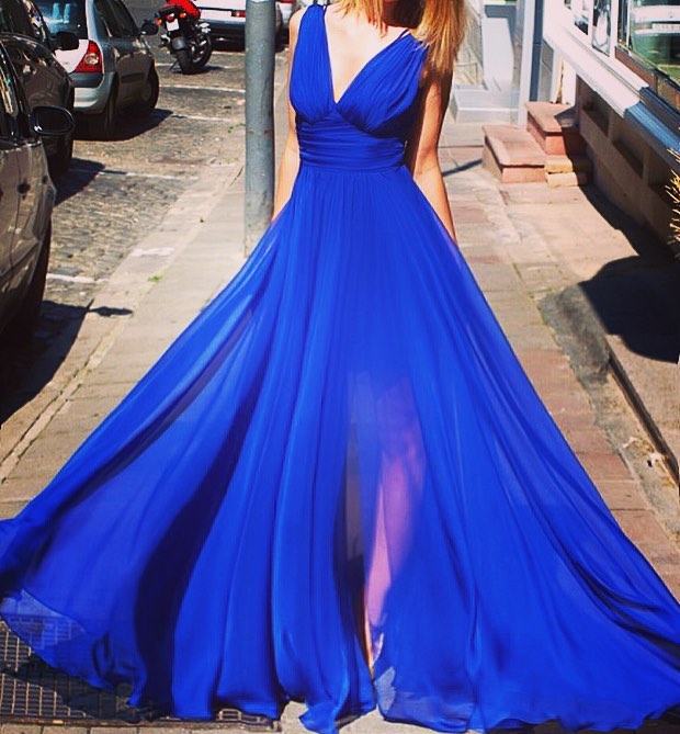 vestido basico azul