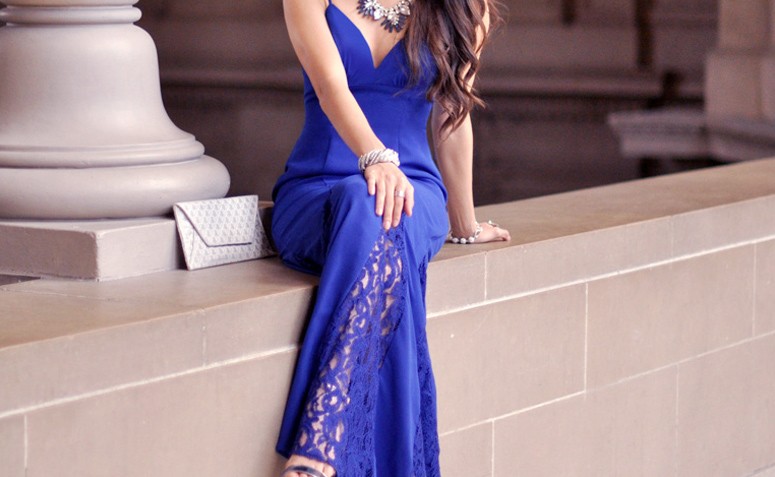vestido azul royal curto rodado