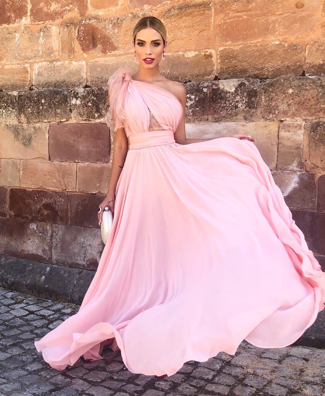 vestido rosa longo para casamento