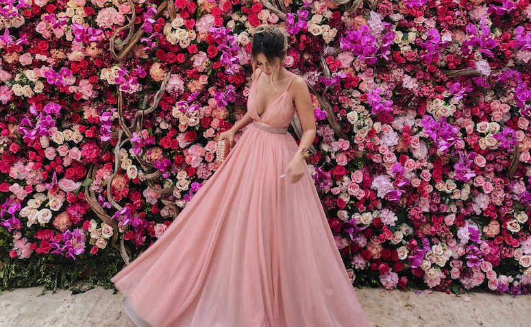 vestido rosa cerimonia